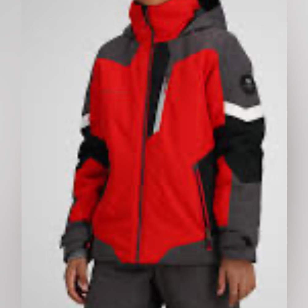 Red and Gray Hooded Jacket teen size 10-12 great condition